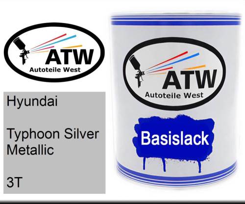 Hyundai, Typhoon Silver Metallic, 3T: 1L Lackdose, von ATW Autoteile West.